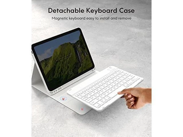 Alt view image 7 of 7 - CHESONA Keyboard Case for iPad 10th Generation 10.9inch - 2022, Detachable Bluetooth Keyboard, Stand Folio Keyboard Cover with Pencil Holder, Rechargeable Keyboard for New iPad 10th Gen 2022,White