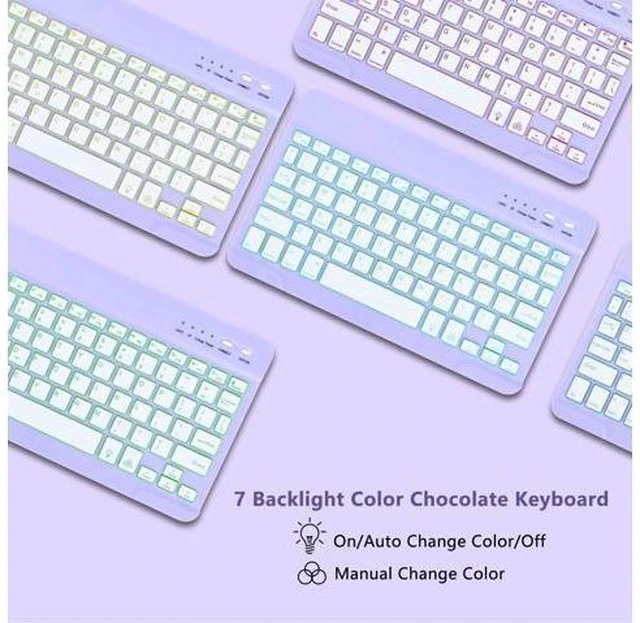 Alt view image 3 of 7 - MMK iPad Air 11 inch (M2) 2024 & iPad Air 5th 4th Generation Case with Keyboard 10.9 Inch, iPad Case with 7 Colors Backlit Bluetooth Keyboard,Smart Folio Keyboard Cover with Pencil Holder,Clove Purple