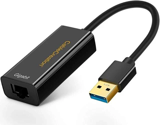 Main image of USB 3.0 Network Adapter, CableCreation Gold Plated USB to RJ45 Gigabit Ethernet Adapter Supporting 10/100/1000 Mbps Ethernet for Windows, Mac, macOS X, Black