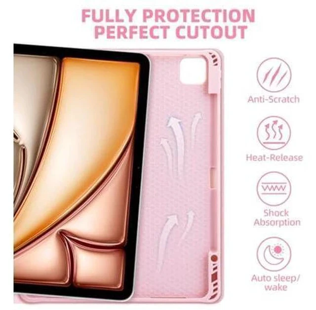 Alt view image 3 of 7 - GOKOCO iPad Air 13 inch M2 2024 Case with Keyboard-Keyboard Case for iPad Pro 12.9 inch 6th/5th/4th/3rd Generation with Pencil Holder,Wireless Detachable Keyboard,Auto Sleep/Wake Function-Pink