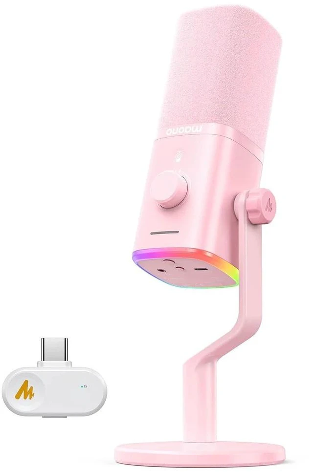 Main image of PD100W Wireless USB Dynamic Microphone, Gaming PC Mic with One-Click Noise Reduction,Mute Button,Cus