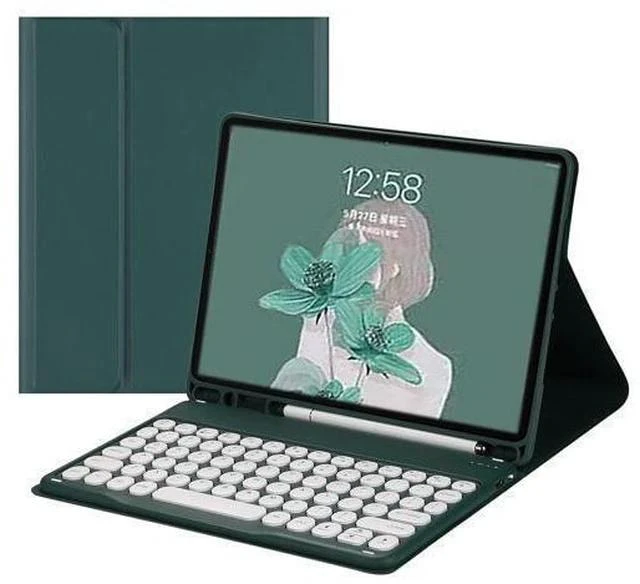 Main image of HENGHUI Keyboard Case for Galaxy Tab S6 Lite 10.4 inch Keyboard Case Cute Round Key Color Keyboard Wireless Detachable BT Keyboard Cover with S Pen Holder (DarkGreen)