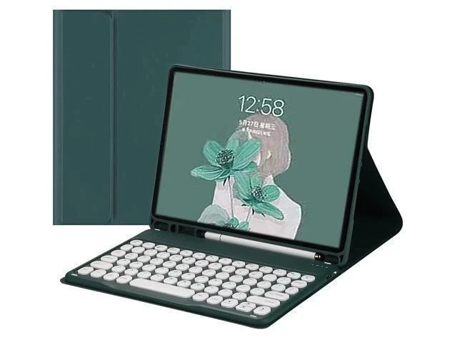 Alt view image 6 of 7 - HENGHUI Keyboard Case for Galaxy Tab S6 Lite 10.4 inch Keyboard Case Cute Round Key Color Keyboard Wireless Detachable BT Keyboard Cover with S Pen Holder (DarkGreen)