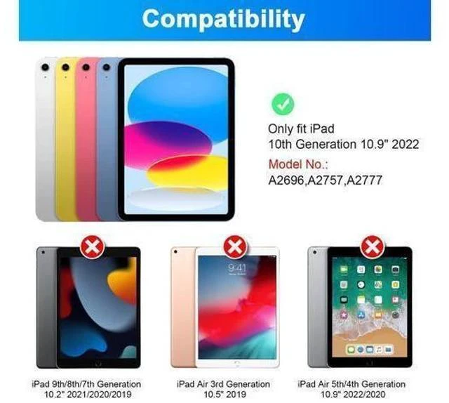 Alt view image 2 of 7 - SOPPY Keyboard Case for iPad, 7-Color Backlight Keyboard for iPad 10th Gen 10.9" 2022 (A2696/A2757/A2777), Detachable Keyboard Case, Built-in Pencil Slot - Black