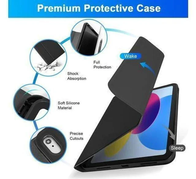 Alt view image 4 of 7 - SOPPY Keyboard Case for iPad, 7-Color Backlight Keyboard for iPad 10th Gen 10.9" 2022 (A2696/A2757/A2777), Detachable Keyboard Case, Built-in Pencil Slot - Black