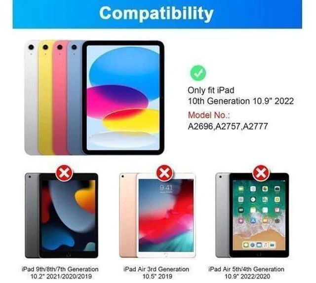 Alt view image 7 of 7 - SOPPY Keyboard Case for iPad, 7-Color Backlight Keyboard for iPad 10th Gen 10.9" 2022 (A2696/A2757/A2777), Detachable Keyboard Case, Built-in Pencil Slot - Black