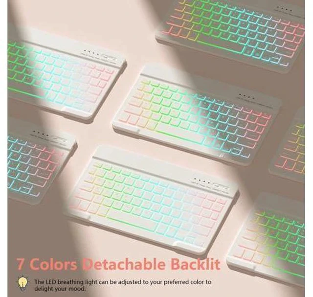 Alt view image 3 of 7 - New iPad 9th Generation Keyboard Case 10.2"2021/(8th Gen) 2020/(7th Gen)2019,7 Colors Backlit Keyboard Case for iPad 10.2" /iPad Air 3 10.5"(3rd Gen)/iPad Pro 10.5" with Pencil Holder(Champagne)