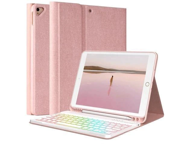 Alt view image 5 of 7 - New iPad 9th Generation Keyboard Case 10.2"2021/(8th Gen) 2020/(7th Gen)2019,7 Colors Backlit Keyboard Case for iPad 10.2" /iPad Air 3 10.5"(3rd Gen)/iPad Pro 10.5" with Pencil Holder(Champagne)