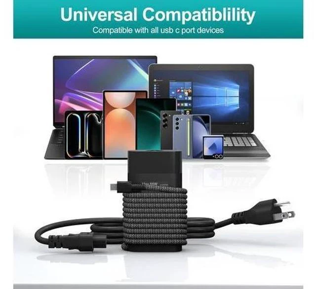 Alt view image 7 of 7 - New 65W USB C Slim Compatible with HP Laptop Charger Spectre x360 Envy Chromebook Elitebook x360 Pavilion Elite x2 Regular Compatible with HP Chromebook and Elitebook Charger.