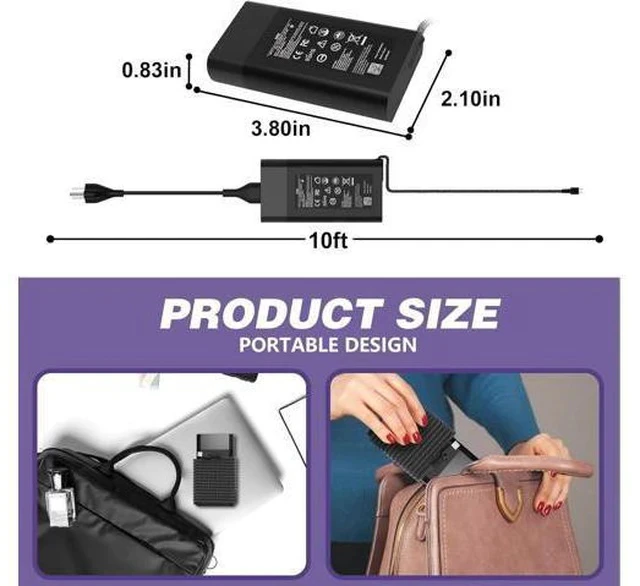Alt view image 3 of 7 - New Slim 65W Laptop Charger for HP Laptop Charger USB C Computer Replacement Envy x360/Elitebook x360/Spectre x360/Elite x2/Pavilion/Zbook/ProBook Fast Type C Chromebook Power Cord Adapter