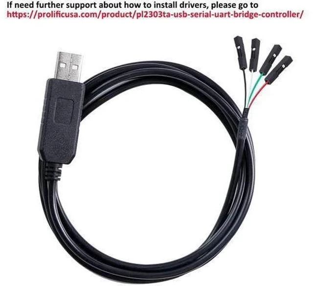 Alt view image 7 of 7 - DTECH USB to TTL Serial Adapter 3.3V Debug Cable TX RX Signal 4 Pin Female Socket PL2303 Prolific Chip for Windows 10 8 7 XP Vista (3-Meter, Black)