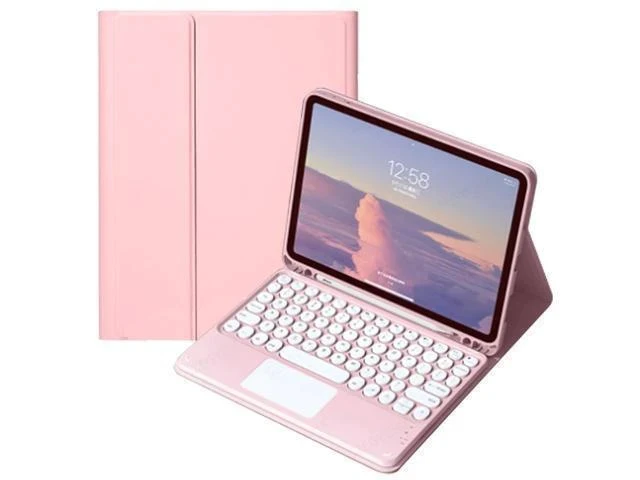Alt view image 6 of 7 - QYiiD Keyboard Case with Touchpad for iPad Pro 11 Inch (M4, 2024), Smart Keyboard Folio Cover with Pencil Holder, Multi-Touch Trackpad, Detachable Keyboard for iPad Pro11 inch (2024), Pink