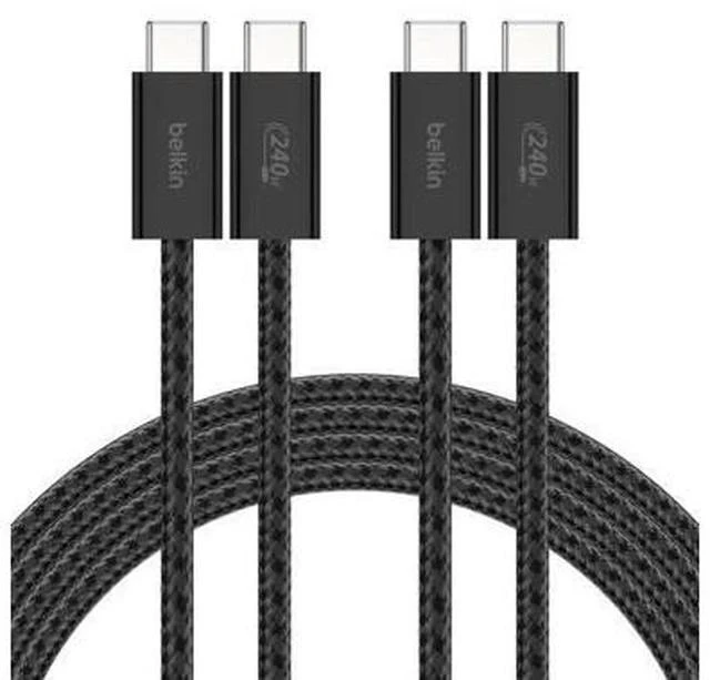 Main image of USB C to USB C Cable ?2-Pack 6.6ft 240W - Type C Charger iPhone Charger Cord Soft Braided Flexible for iPhone 17 Galaxy S25 Pixel 10 MacBook Chromebook iPad Pro Switch C Black