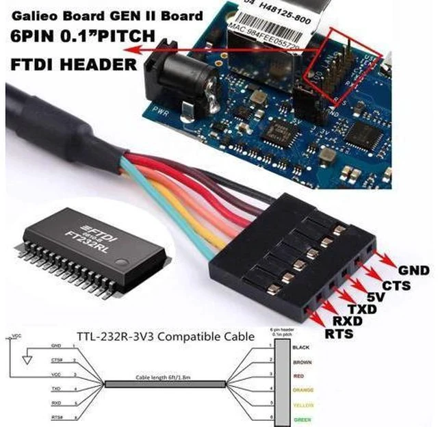 Alt view image 4 of 7 - FTDI TTL-232R-3V3 USB to TTL UART Adapter Converter Serial Cable,3.3V,6 Way, USB to TTL UART Debug Cable
