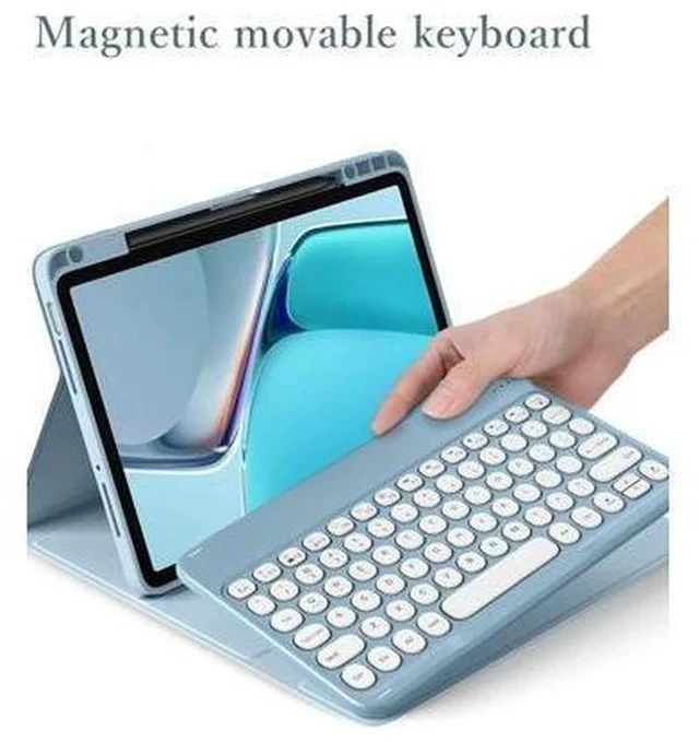 Alt view image 2 of 7 - KMXDD Keyboard Case for iPad 10th Generation Case with Keyboard Cute Round Key Detachable Bluetooth Keyboard Cover for iPad 10 2022 10.9 inch (Mint Green)