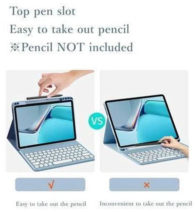 Alt view image 3 of 7 - KMXDD Keyboard Case for iPad 10th Generation Case with Keyboard Cute Round Key Detachable Bluetooth Keyboard Cover for iPad 10 2022 10.9 inch (Mint Green)