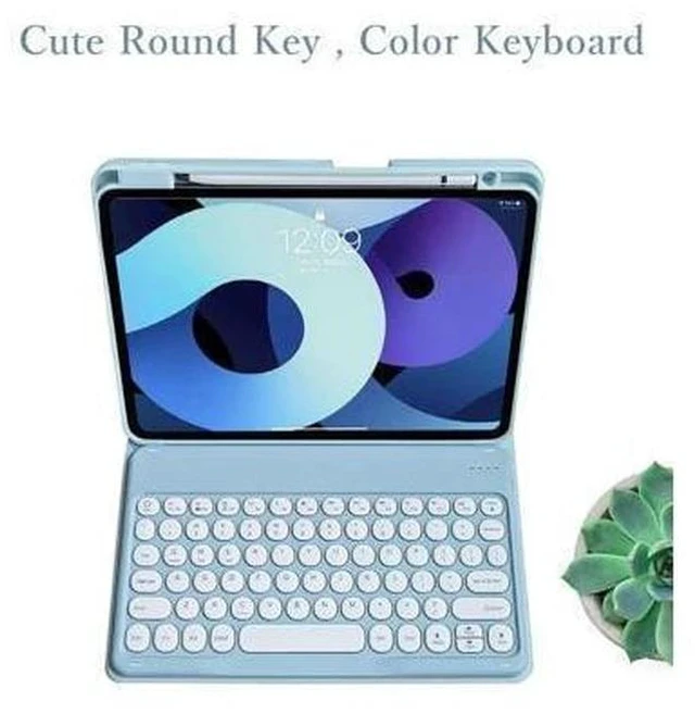 Alt view image 4 of 7 - KMXDD Keyboard Case for iPad 10th Generation Case with Keyboard Cute Round Key Detachable Bluetooth Keyboard Cover for iPad 10 2022 10.9 inch (Mint Green)