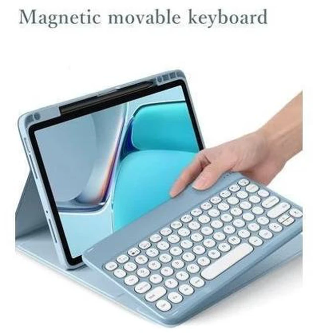 Alt view image 7 of 7 - KMXDD Keyboard Case for iPad 10th Generation Case with Keyboard Cute Round Key Detachable Bluetooth Keyboard Cover for iPad 10 2022 10.9 inch (Mint Green)