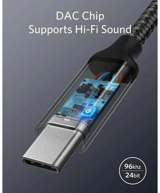 Alt view image 3 of 7 - USB C to 3.5mm Audio Adapter Male to Female Nylon Cable for S20/S20+/S20 Ultra Pixel 4/+ 4XL and More Type C Devices