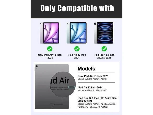 Alt view image 7 of 7 - MoKo for iPad Air 13 Inch Case with Keyboard (M3 2025/M2 2024), iPad Pro 12.9 inch (5th/6th Gen) Keyboard Case with 7 Colors Backlit, Pencil Holder, Multi-Angle Detachable Bluetooth Keyboard Off-Black