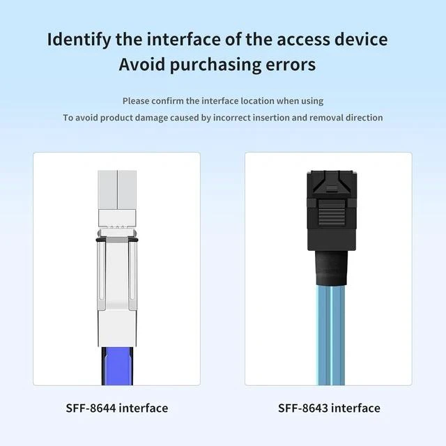 Alt view image 3 of 7 - SFF-8644 to SFF-8643 Data Cable (2 Pack 1M/3.28FT) Mini SAS HD to Mini SAS Adapter for HDD/SSD Storage, RAID Arrays, Servers, Data Centers - Durable Data Transfer Extension Cable