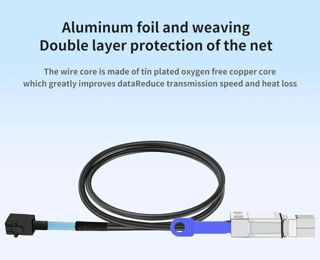 Alt view image 6 of 7 - SFF-8644 to SFF-8643 Data Cable (2 Pack 1M/3.28FT) Mini SAS HD to Mini SAS Adapter for HDD/SSD Storage, RAID Arrays, Servers, Data Centers - Durable Data Transfer Extension Cable