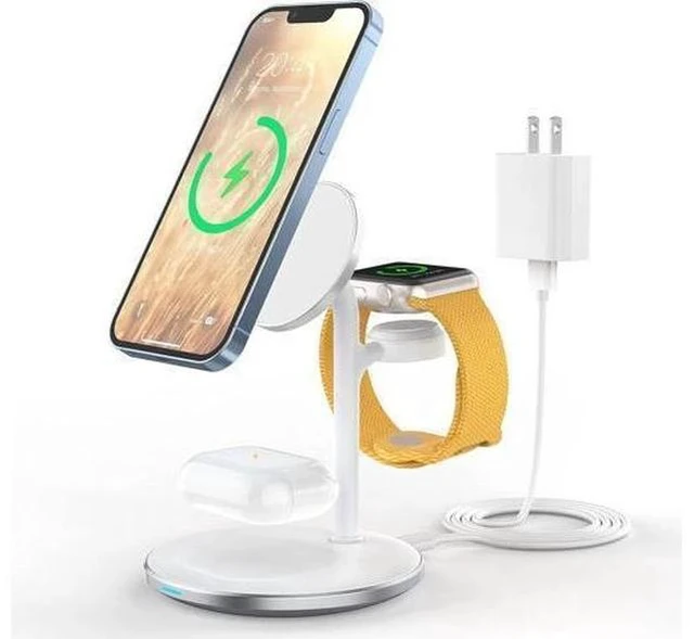 Main image of 3 in 1 Wireless Charging Station for Multiple Devices, 15W Fast Wireless Mag-Safe Charger Stand for iPhone 14 13 12 Pro Max/Plus/Pro/Mini, Mag Charger for iWatch Ultra/8/7/SE/6/5/4/3/2, AirPods