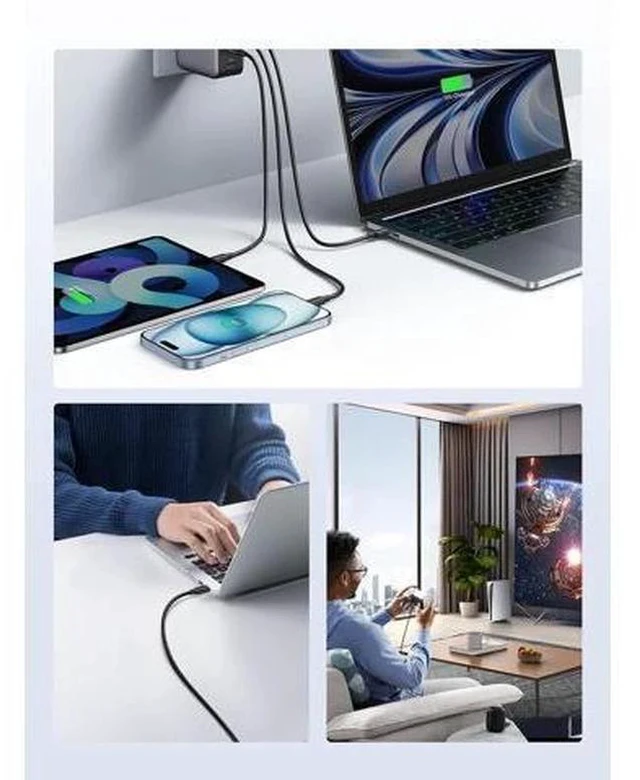 Alt view image 7 of 7 - 100W 3-Pack USB C Cable Fast Charging USB-C Charger Cable Compatible with iPhone 17/17 Air/17 Pro/17 Pro Max/16 MacBook Pro 2022 iPad Pro 2022 Galaxy S25/S24 Ultra Pixel 6.6FT