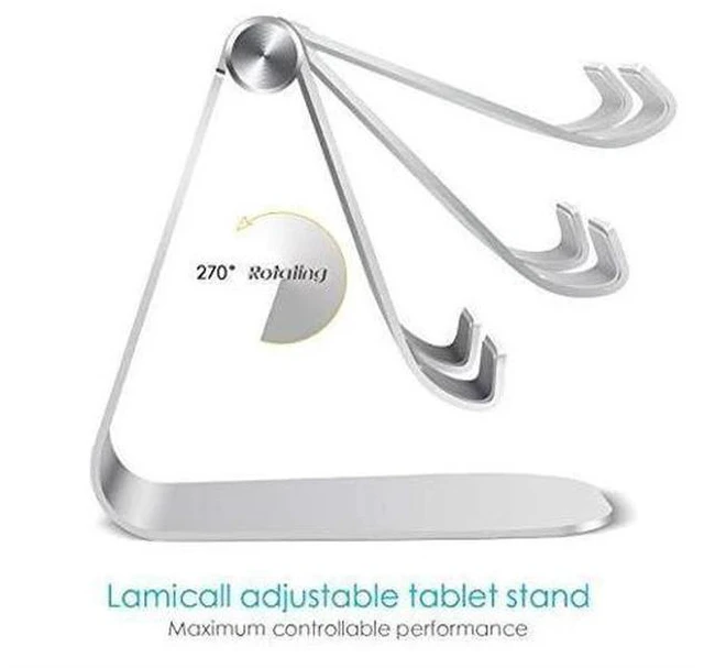 Alt view image 3 of 7 - Tablet Stand Adjustable Tablet Stand Desktop Stand Holder Dock Compatible with Tablet Such as iPad 2018 Pro 97 105 Air Mini 4 3 2 Kindle Nexus Tab EReader 413 Silver