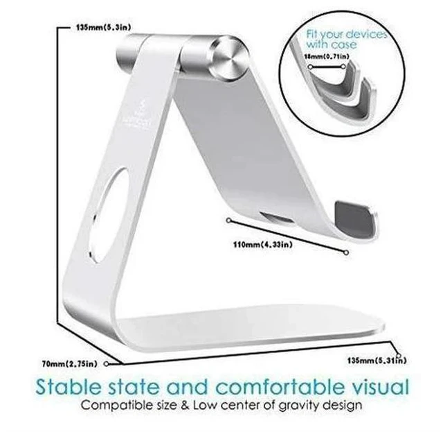 Alt view image 5 of 7 - Tablet Stand Adjustable Tablet Stand Desktop Stand Holder Dock Compatible with Tablet Such as iPad 2018 Pro 97 105 Air Mini 4 3 2 Kindle Nexus Tab EReader 413 Silver