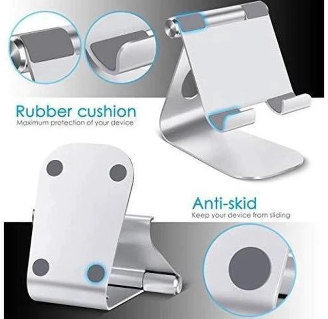 Alt view image 4 of 7 - Tablet Stand Adjustable Tablet Stand Desktop Stand Holder Dock Compatible with Tablet Such as iPad 2018 Pro 97 105 Air Mini 4 3 2 Kindle Nexus Tab EReader 413 Silver