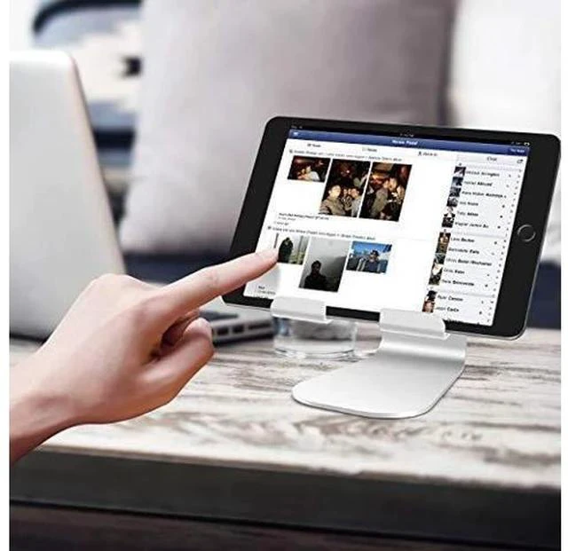 Alt view image 6 of 7 - Tablet Stand Adjustable Tablet Stand Desktop Stand Holder Dock Compatible with Tablet Such as iPad 2018 Pro 97 105 Air Mini 4 3 2 Kindle Nexus Tab EReader 413 Silver