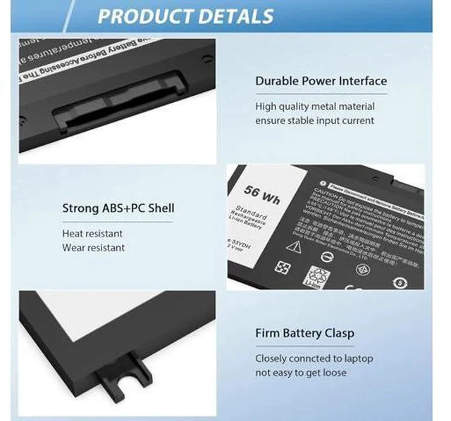 Alt view image 3 of 7 - 56WH 33YDH Laptop Battery Compatible with Dell Inspiron 17 7000 7773 7778 7779 G3 15 3579 15 7577 G5 5587 G7 7588 Latitude 13 3380 14 3490 15 3590 99NF2 PVHT1 P72F P30E 81PF3 081PF3 P30E001