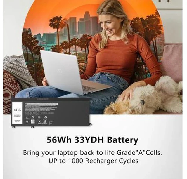 Alt view image 6 of 7 - 56WH 33YDH Laptop Battery Compatible with Dell Inspiron 17 7000 7773 7778 7779 G3 15 3579 15 7577 G5 5587 G7 7588 Latitude 13 3380 14 3490 15 3590 99NF2 PVHT1 P72F P30E 81PF3 081PF3 P30E001