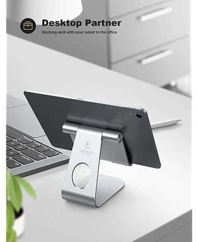 Alt view image 5 of 6 - Tablet Stand Adjustable Tablet Stand Desktop Stand Holder Dock Compatible with Tablet Such as iPad Pro 97 105129 Air Mini 4 3 2 Kindle Nexus Tab EReader 413 Silver