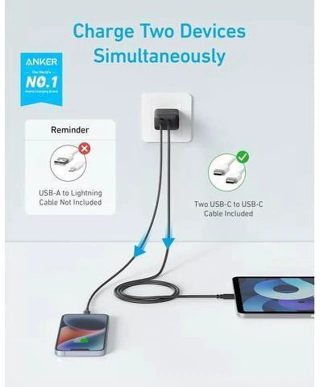 Alt view image 2 of 7 - iPhone 16 Charger USB C Charger Block 2-Pack 20W Fast Wall Charger for 16/16 Pro/Pro Max / iPad Pro and More with 2 Pack 5 ft USB-C Cable