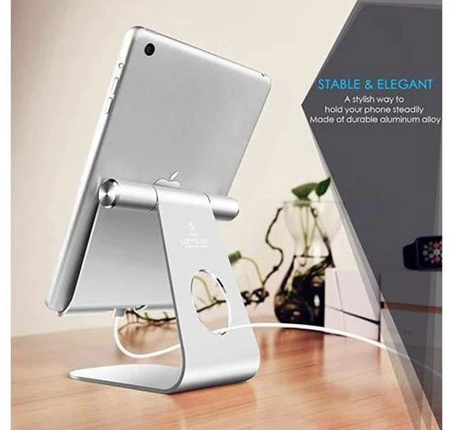 Alt view image 2 of 7 - Tablet Stand Adjustable Tablet Stand Desktop Stand Holder Dock Compatible with Tablet Such as iPad 2018 Pro 97 105 Air Mini 4 3 2 Kindle Nexus Tab EReader 413 Silver