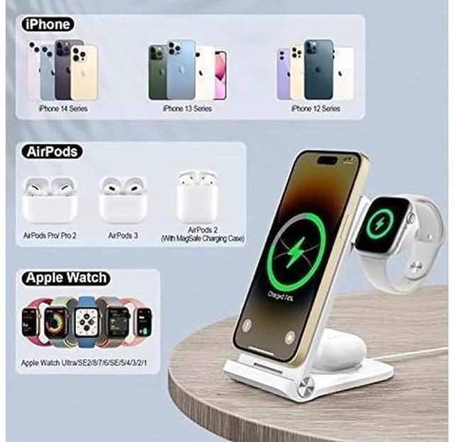 Alt view image 2 of 6 - Nillkin 3 in 1 Charging Station for Apple Devices, Foldable&Portable Magsafe Charger Stand for iPhone 15/14/13/12 Pro Max/Pro, Only for Apple Watch Ultra/8/7/SE/6/5/4/3/2, for AirPods
