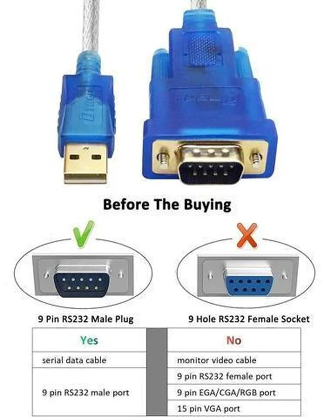 Alt view image 3 of 7 - DTECH 10 Feet USB 2.0 to RS232 DB9 Serial Port Adapter Cable with FTDI Chipset Supports Windows 11 10 8 7 and Mac Linux