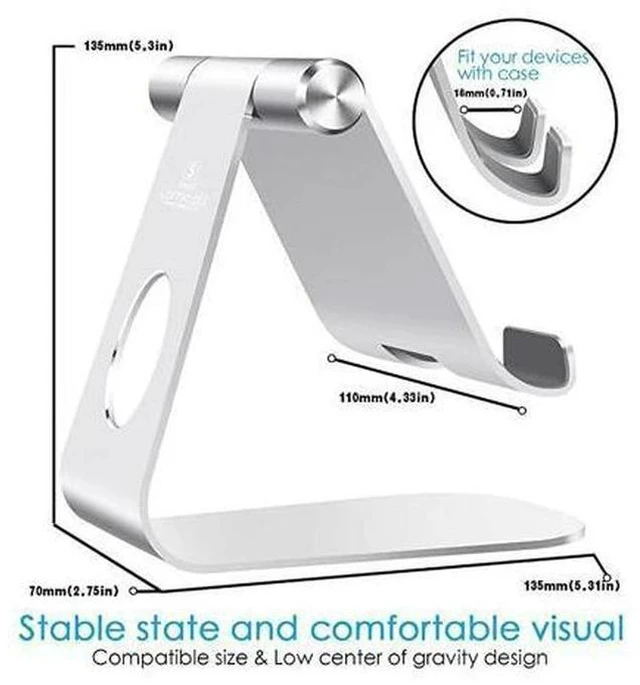 Alt view image 5 of 7 - Tablet Stand Adjustable Tablet Stand Desktop Stand Holder Dock Compatible with Tablet Such as iPad 2018 Pro 97 105 Air Mini 4 3 2 Kindle Nexus Tab EReader 413 Silver