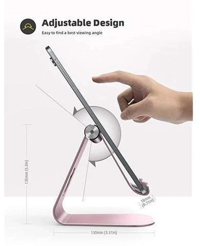 Alt view image 5 of 7 - Tablet Stand Adjustable Tablet Stand Desktop Stand Holder Dock Compatible with Tablet Such as iPad 2018 Pro 97 105 Air Mini 4 3 2 Kindle Nexus Tab EReader 413 Rose Gold