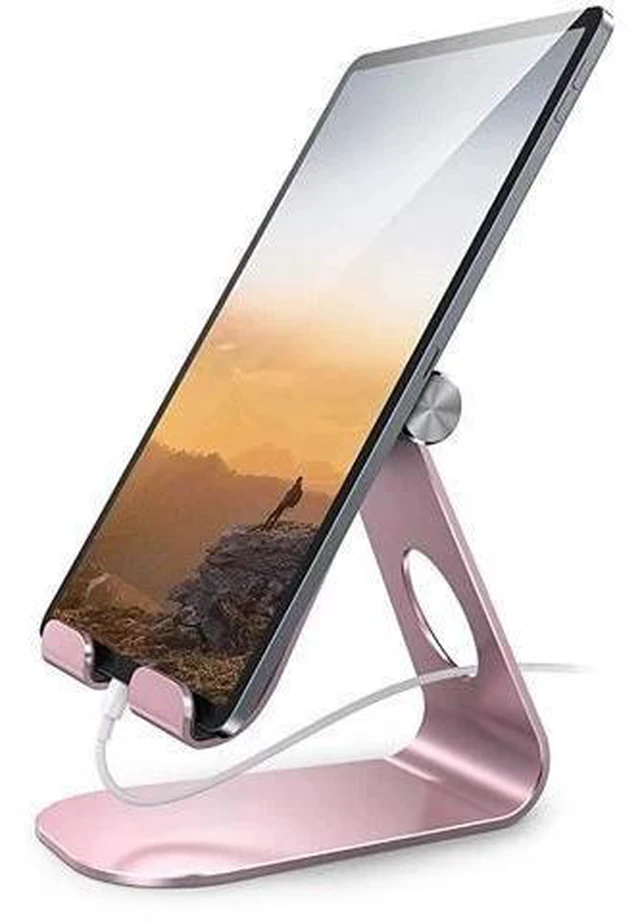 Alt view image 7 of 7 - Tablet Stand Adjustable Tablet Stand Desktop Stand Holder Dock Compatible with Tablet Such as iPad 2018 Pro 97 105 Air Mini 4 3 2 Kindle Nexus Tab EReader 413 Rose Gold