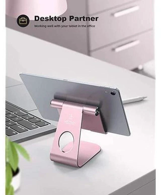 Alt view image 2 of 7 - Tablet Stand Adjustable Tablet Stand Desktop Stand Holder Dock Compatible with Tablet Such as iPad 2018 Pro 97 105 Air Mini 4 3 2 Kindle Nexus Tab EReader 413 Rose Gold