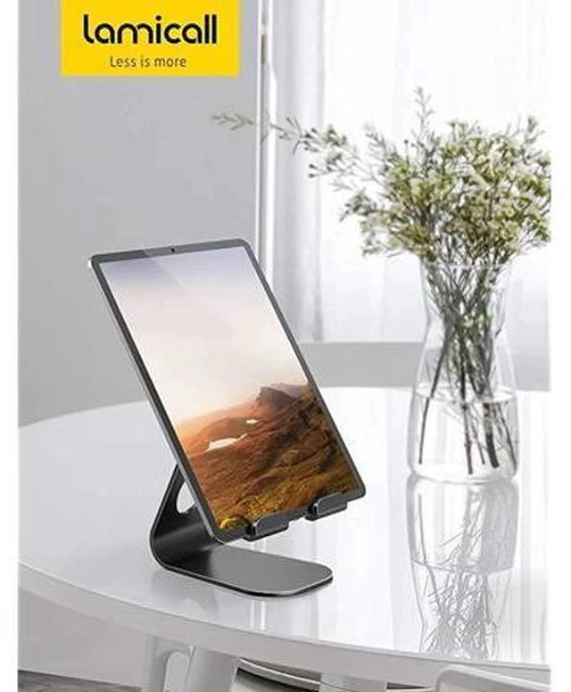 Alt view image 7 of 7 - Tablet Stand Adjustable, Tablet Stand : Desktop Stand Holder Dock Compatible with Tablet Such as iPad 2018 Pro 9.7, 10.5, Air Mini 2 3 4, Kindle, Nexus, Accessories, E-Reader (4-13'')-Black