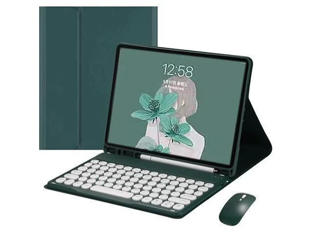 Alt view image 7 of 7 - kaidisen Keyboard Case for Galaxy Tab S6 Lite 10.4 inch Case with Keyboard and Bluetooth Mouse, Detachable Candy Color Keyboard Cover Round Key,Dark Green