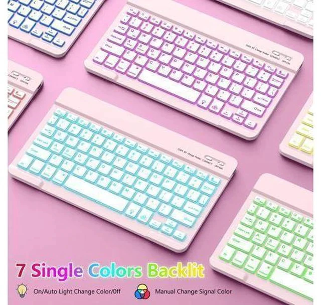 Alt view image 3 of 7 - aMZCaSE for iPad 10th Generation Case with Keyboard 10.9 Inch(2022),7 Colors Backlight Keyboard Case,Detachable Wireless Keyboard Cove with Pencil Holder for New iPad 10th Gen,Light Pink