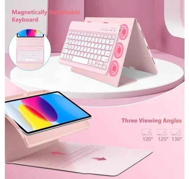 Alt view image 5 of 7 - aMZCaSE for iPad 10th Generation Case with Keyboard 10.9 Inch(2022),7 Colors Backlight Keyboard Case,Detachable Wireless Keyboard Cove with Pencil Holder for New iPad 10th Gen,Light Pink