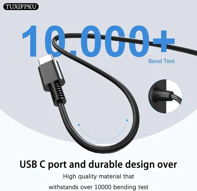 Alt view image 2 of 7 - 65W USB C Power Adapter Type C Power PD Wall Fast Charger Compatible with Mac Book Pro ZenBook Latitude Matebook HP Spectre Chromebook Smart Phones