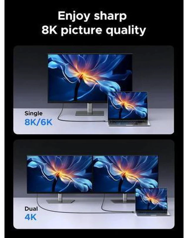 Alt view image 3 of 7 - 240W USB C Cable 40Gbps USB C to USB C Cable USB4.0 GEN3 8K 60Hz PD 3.1 Video Cable Compatible with USB C Monitors Hubs Docks MacBook Air iPhone 17/16 Pro Max Galaxy S25/S24 Ultra 3.3FT
