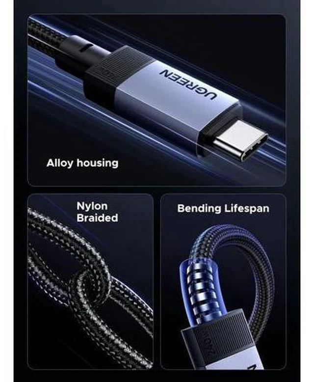 Alt view image 5 of 7 - 240W USB C Cable 40Gbps USB C to USB C Cable USB4.0 GEN3 8K 60Hz PD 3.1 Video Cable Compatible with USB C Monitors Hubs Docks MacBook Air iPhone 17/16 Pro Max Galaxy S25/S24 Ultra 3.3FT